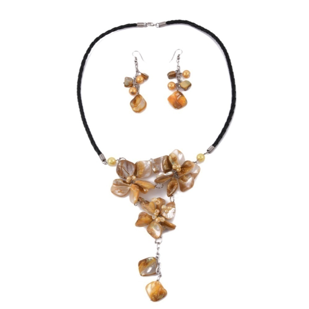 Yellow Shell Pearl Stainless Steel Necklace Set